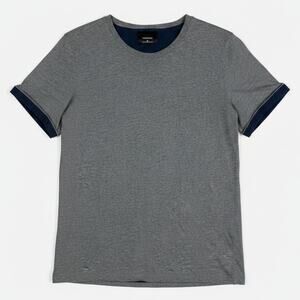 Samsoe Samsoe T-Shirt Grey Navy Reversible Short Sleeve Ringer Mens Medium $100